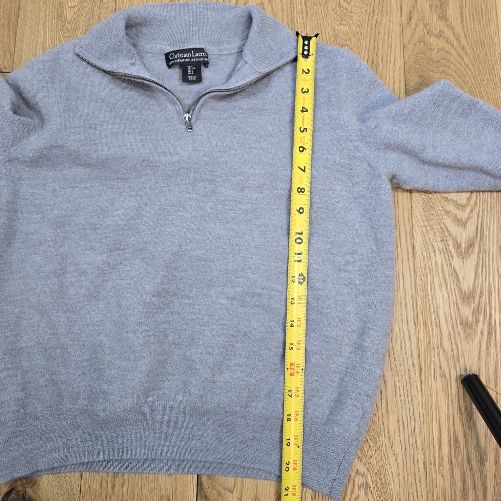 Christian Lacroix Gray Quarter Zip Long Sleeve Sweater Large - Picture 6 of 8